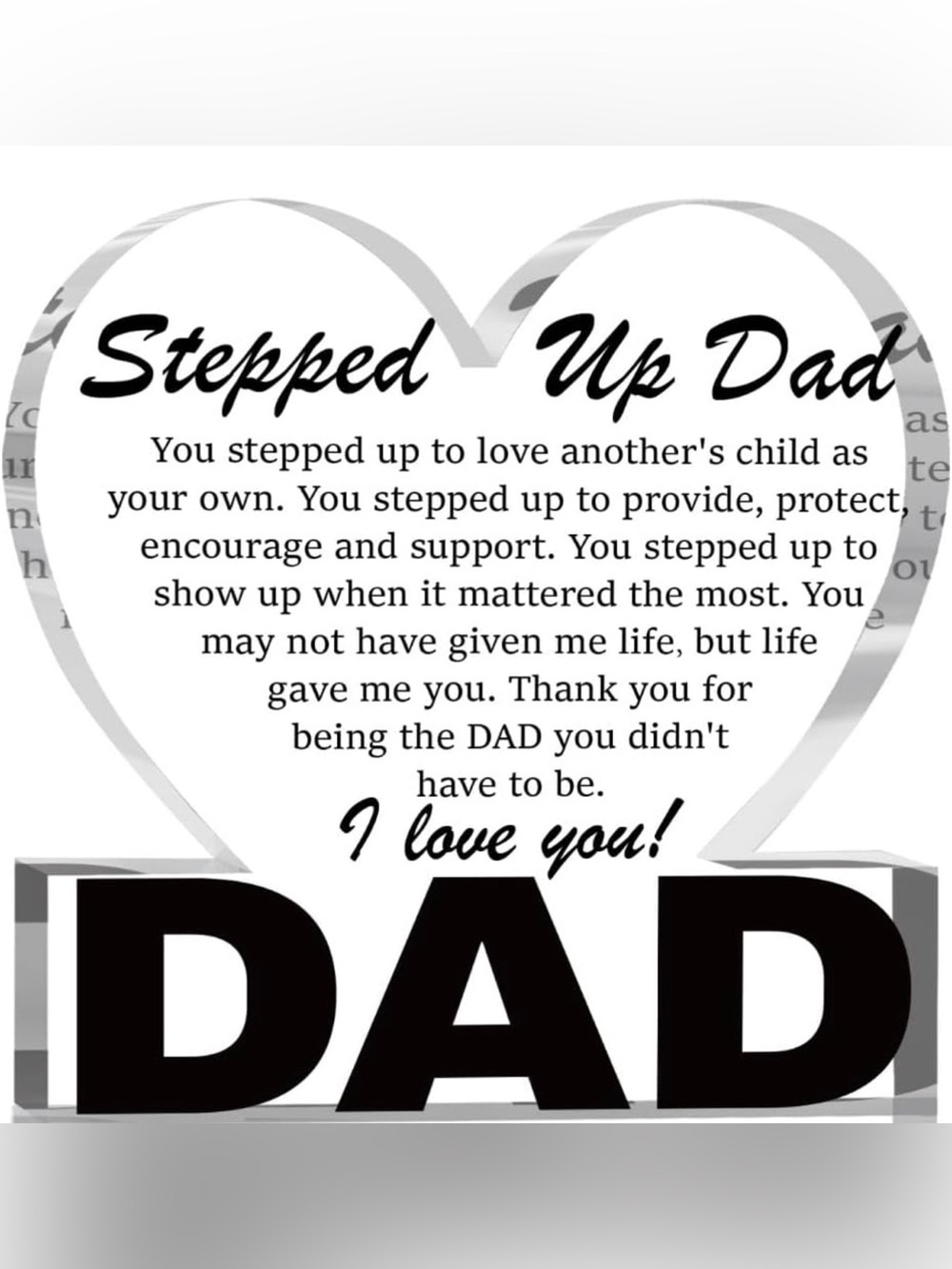 “Stepped Up Dad” Acrylic Heart Keepsake – 4 Inches